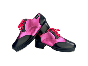 Black Shiny Pink Custom Tap Shoes